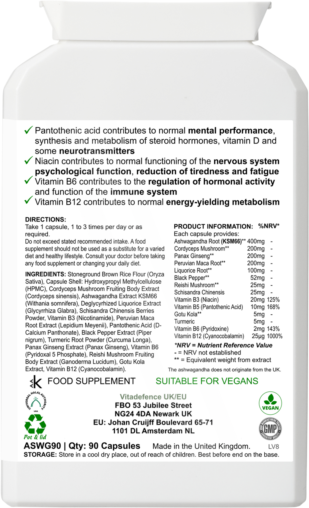 Ashwagandha Capsules — 90 Vegan Capsules