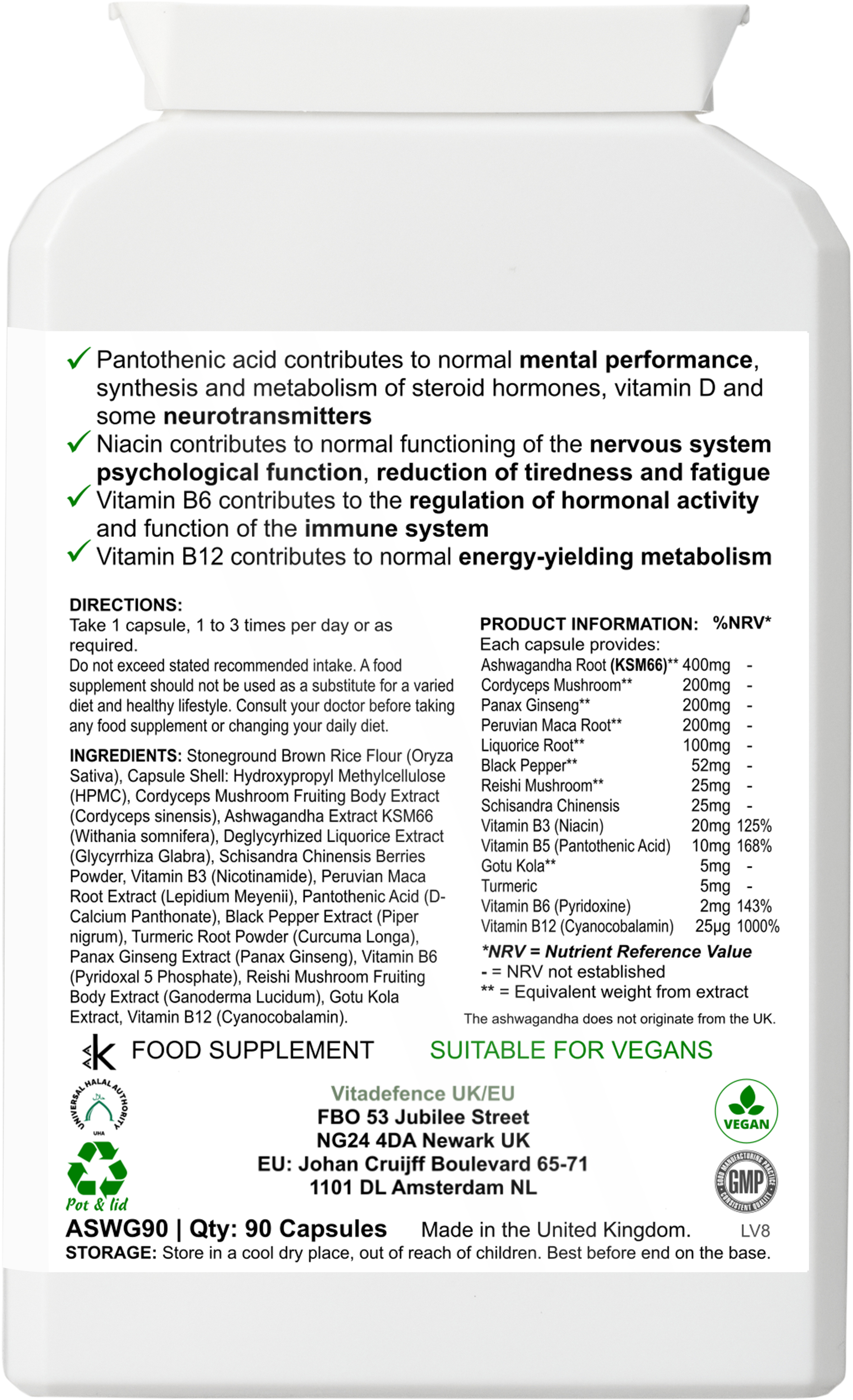 Ashwagandha Capsules — 90 Vegan Capsules
